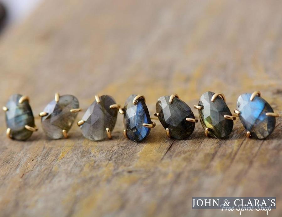 Natural Labradorite Stud Earrings