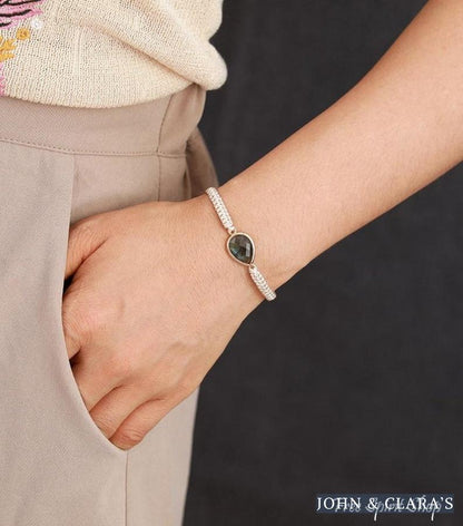 Natural Labradorite Teardrop Charm Bracelet