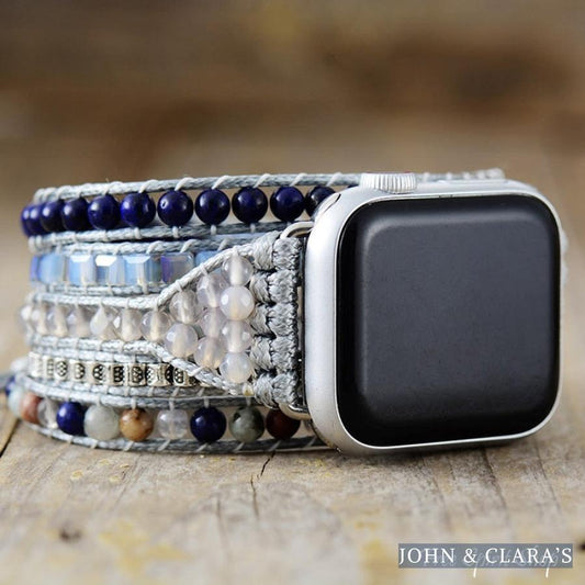 Natural Lapis & Agate Gray Apple Watch Band