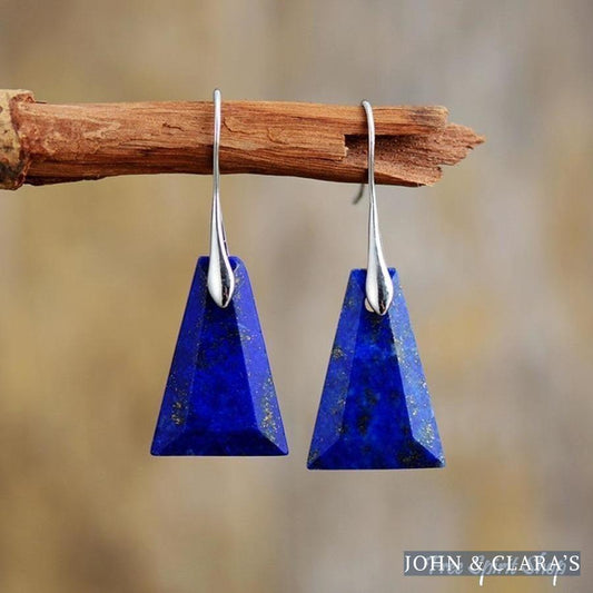 Natural Lapis Lazuli Pyramid Earrings