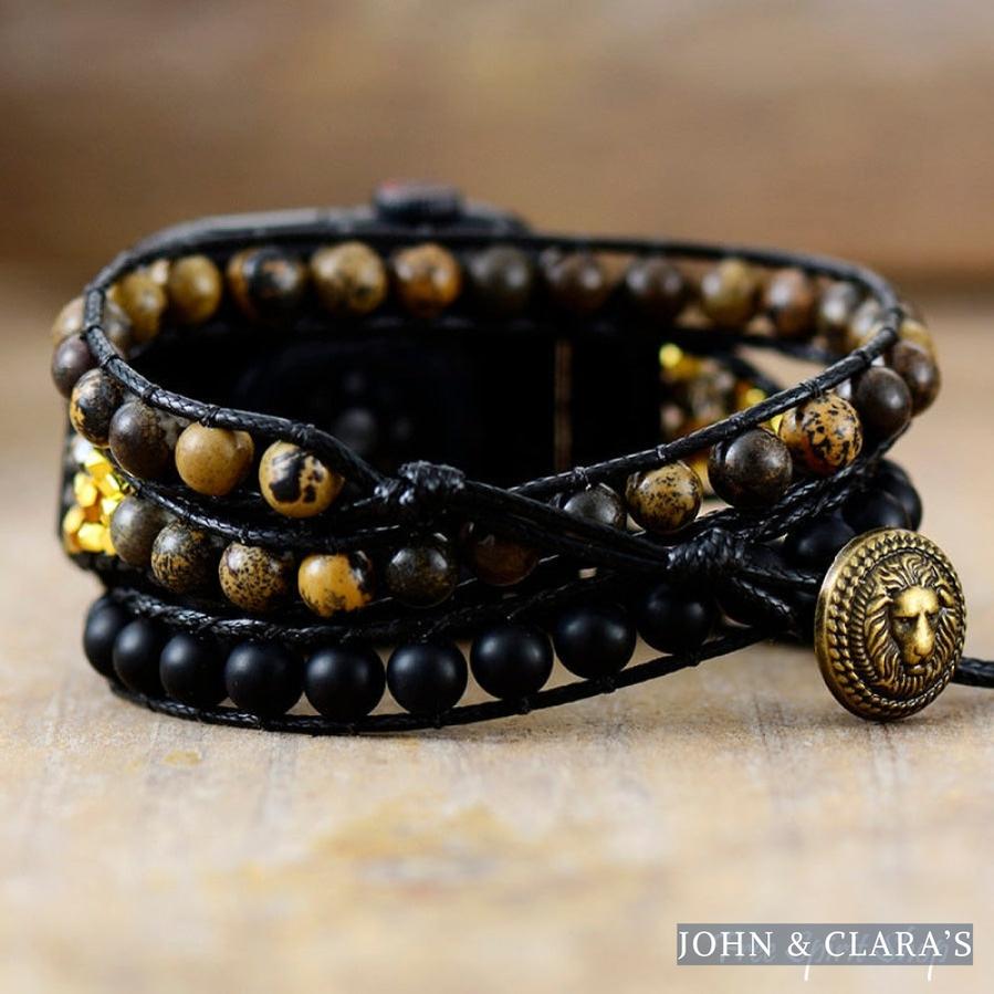 Natural Matte Black Onyx & Picture Jasper Apple Watch Band