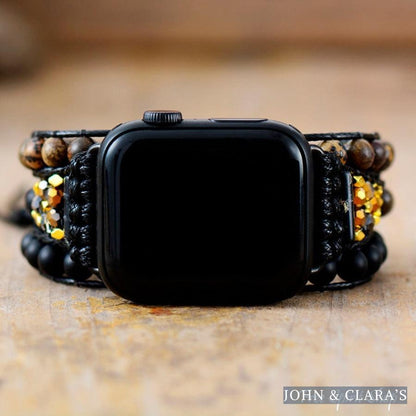 Natural Matte Black Onyx & Picture Jasper Apple Watch Band