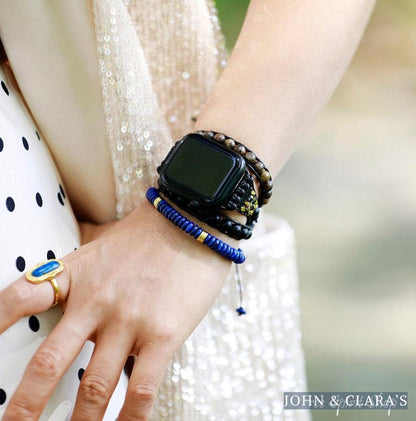 Natural Matte Black Onyx & Picture Jasper Apple Watch Band