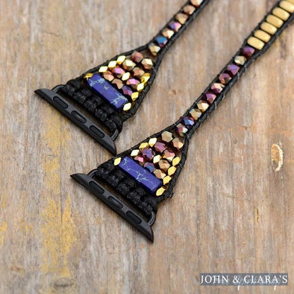 Natural Mix Gemstones Black Apple Watch Band
