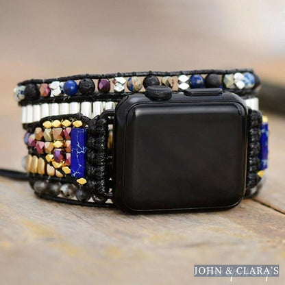 Natural Mix Gemstones Black Apple Watch Band