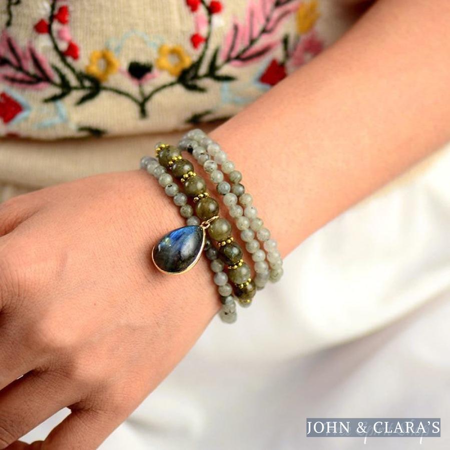 Natural Mix Labradorite Beaded Bracelet / Necklace