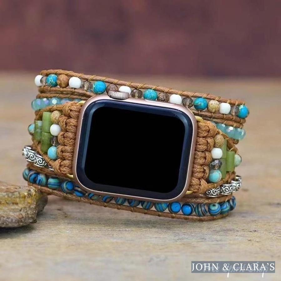Natural Ocean Jasper Beaded Apple Watch Band