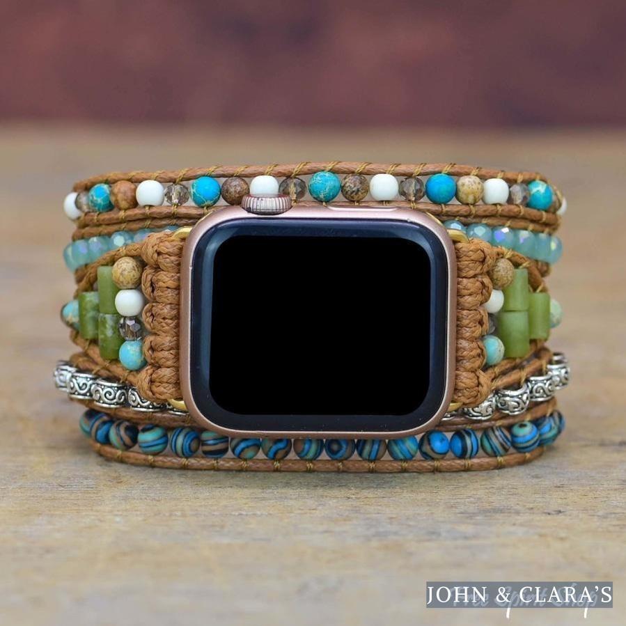 Natural Ocean Jasper Beaded Apple Watch Band