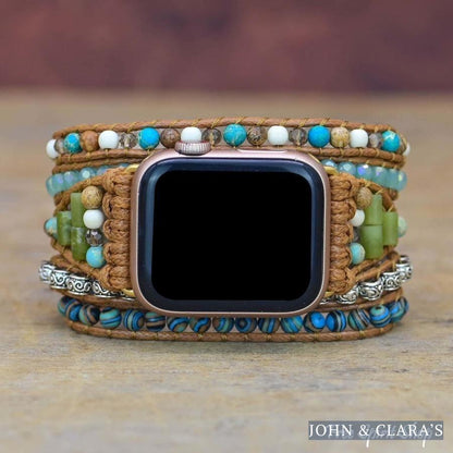 Natural Ocean Jasper Beaded Apple Watch Band