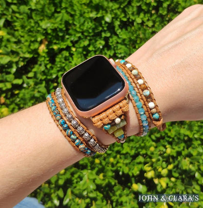 Natural Ocean Jasper Beaded Apple Watch Band