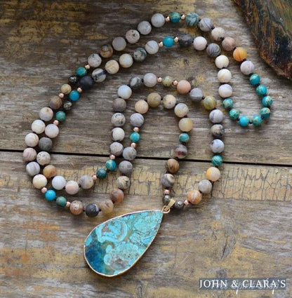 Natural Ocean Jasper Beaded Neckace