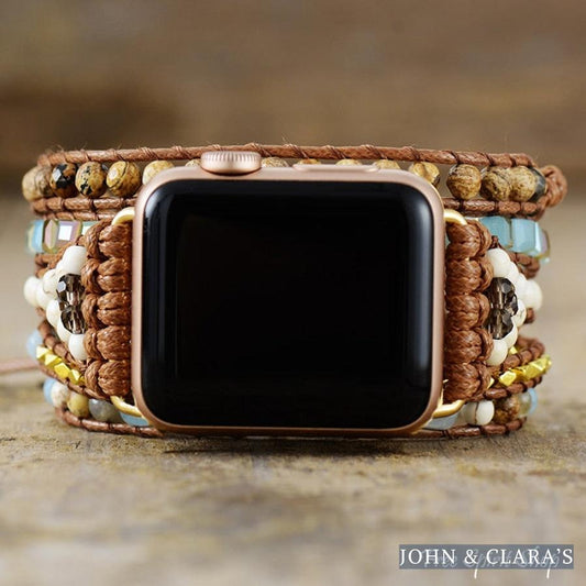 Natural Picture Jasper & Mixed Bead Apple Watch Band