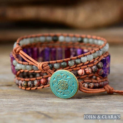 Natural Purple Jasper & Labradorite Wrap Bracelet