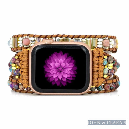 Natural Purple Jasper & Rhodonite Beaded Apple Watch Band