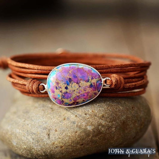 Natural Purple Jasper Rope Wrap Bracelet