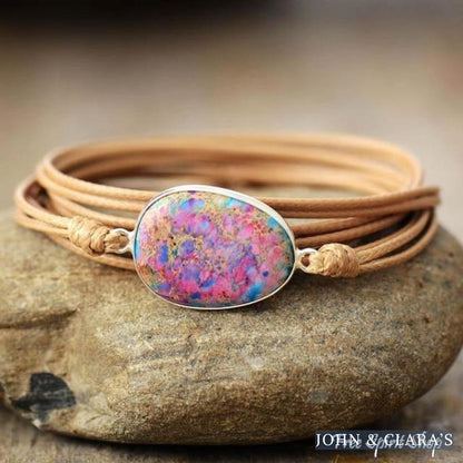 Natural Purple Jasper Rope Wrap Bracelet