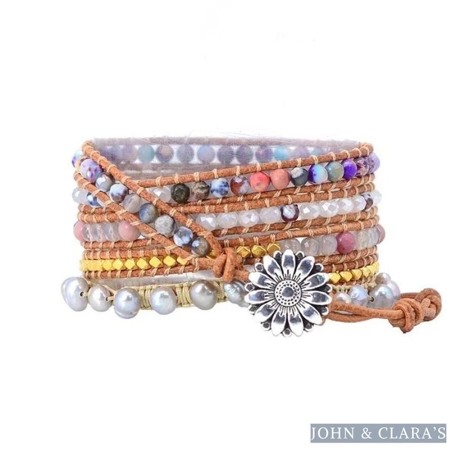 Natural Purple Quartz & Jasper Wrap Bracelet