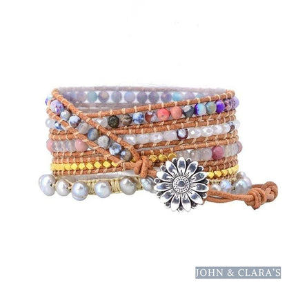 Natural Purple Quartz & Jasper Wrap Bracelet