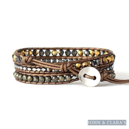 Natural Pyrite Bronze Wrap Bracelet