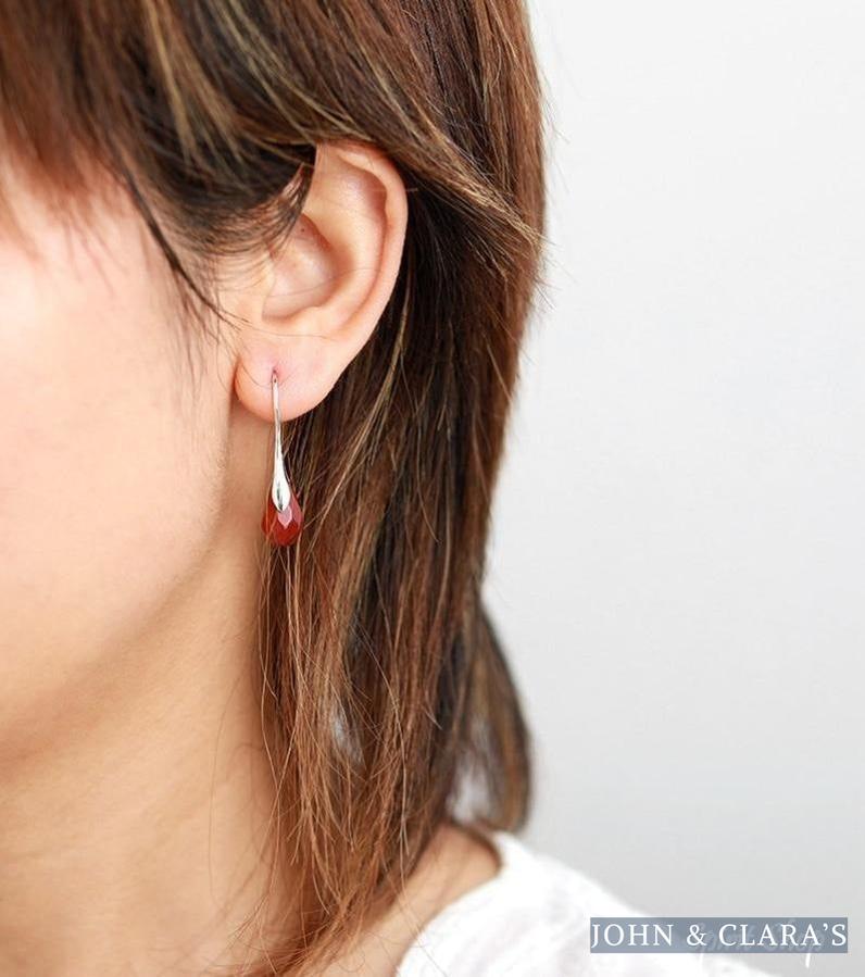 Natural Red Jasper Teardrop Earrings