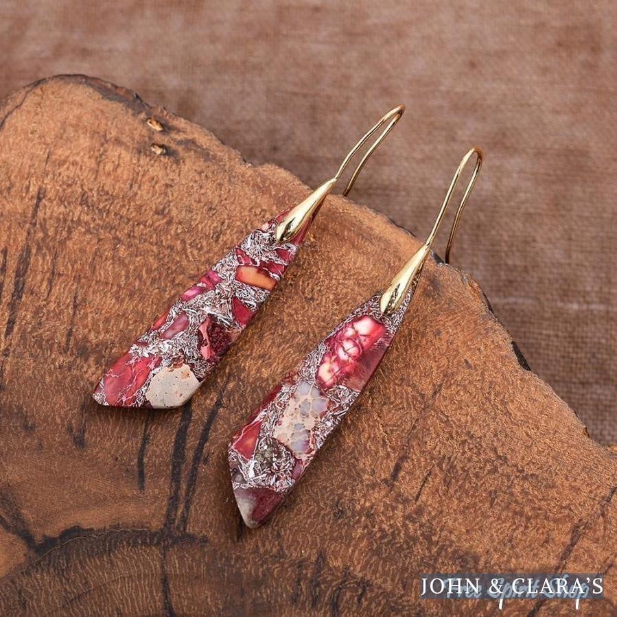Natural Red Regalite Stone Earrings