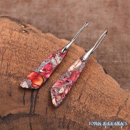 Natural Red Regalite Stone Earrings