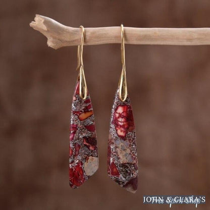 Natural Red Regalite Stone Earrings