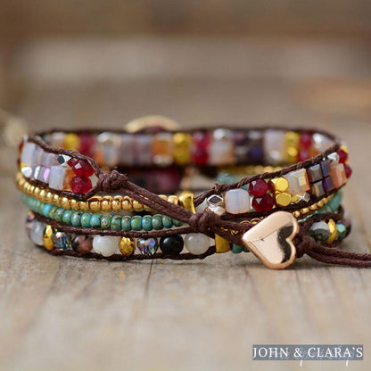 Natural Rhodonite & Mixed Beads Wrap Bracelet