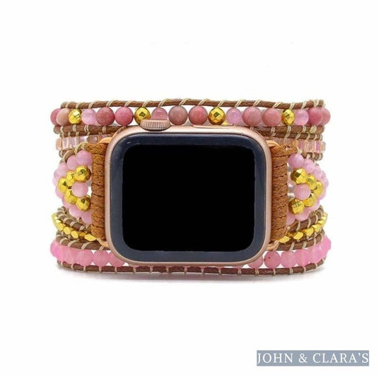 Natural Rhodonite & Rose Quartz Apple Watch Band