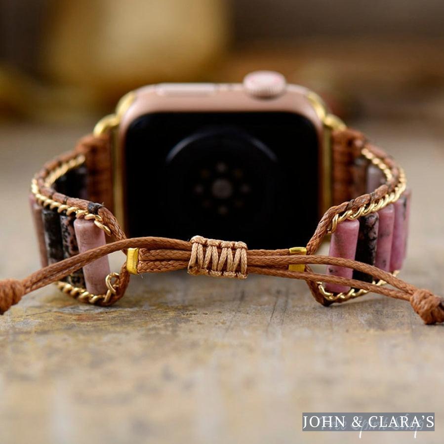 Natural Rhodonite Tube Apple Watch Band