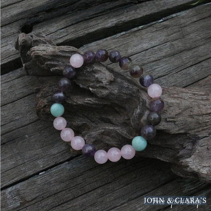 Natural Rose Quartz & Amethyst Bead Bracelet