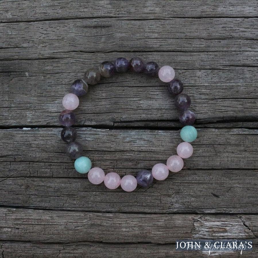 Natural Rose Quartz & Amethyst Bead Bracelet