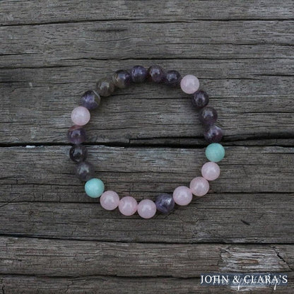 Natural Rose Quartz & Amethyst Bead Bracelet