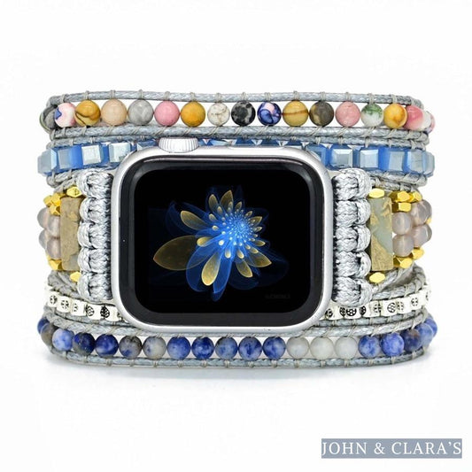 Natural Sodalite & Rhodonite Beaded Apple Watch Band