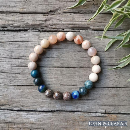Natural Sunstone & Chrysocolla Bead Bracelet