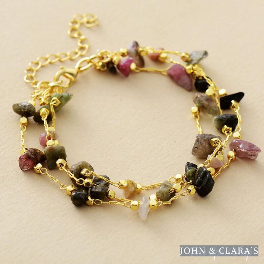 Natural Tourmaline Chain Multi-Layer Bracelet