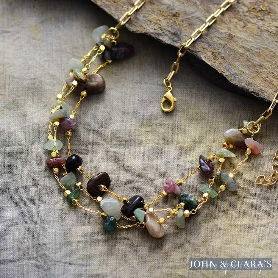Natural Tourmaline Multi Layer Necklace