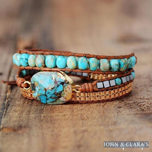 Natural Turquoise Howlite Wrap Bracelet