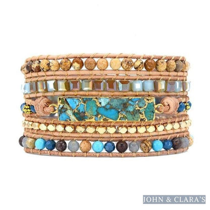 Natural Turquoise & Jasper Beaded Wrap Bracelet