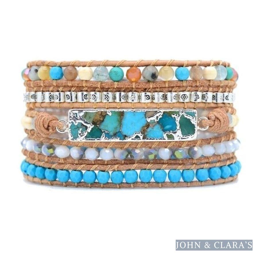 Natural Turquoise & Jasper Beaded Wrap Bracelet