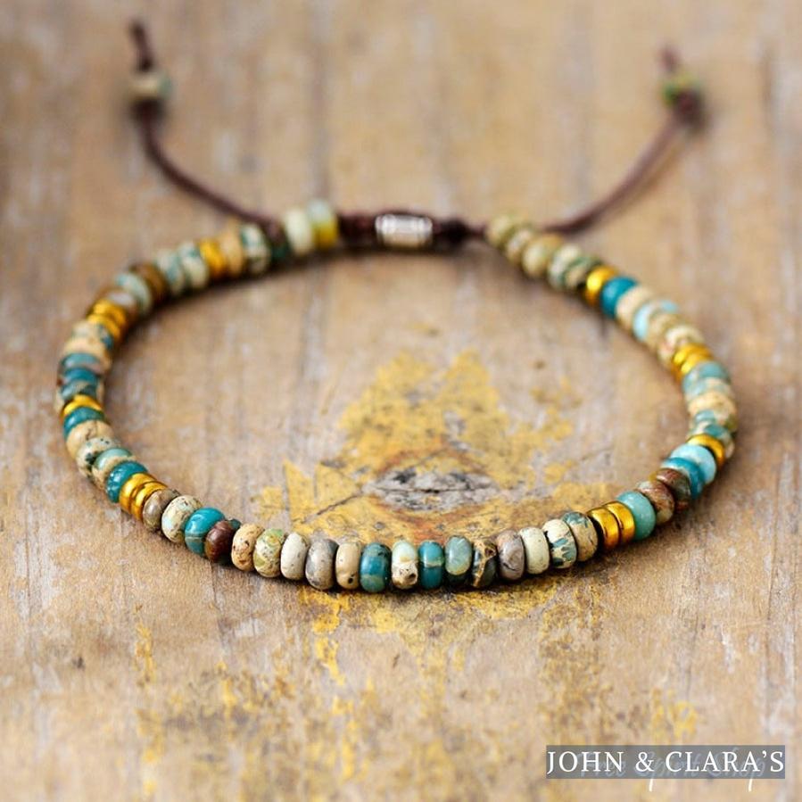 Ocean Jasper Bead Adjustable Bracelet