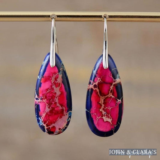 Pink & Navy Blue Imperial Jasper Earrings