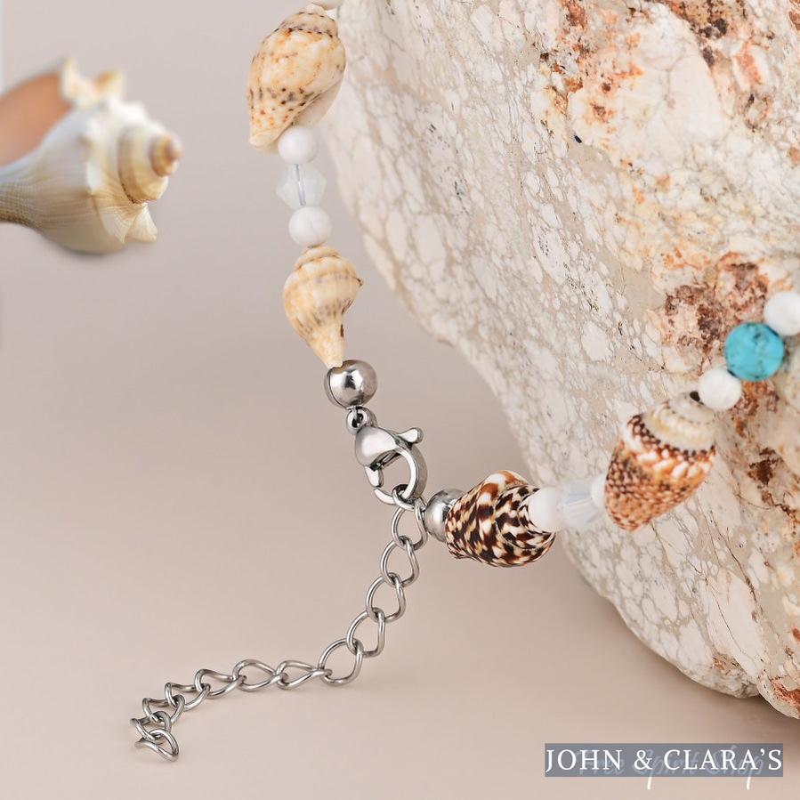 Seashell & Starfish Charm Beaded Anklet