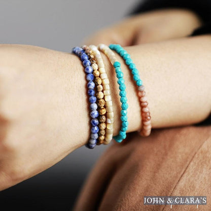 Sodalite Jasper Shell Strawberry Quartz 5 Layer Bead Bracelet