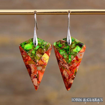 Vibrant Blue & Orange Jasper Earrings