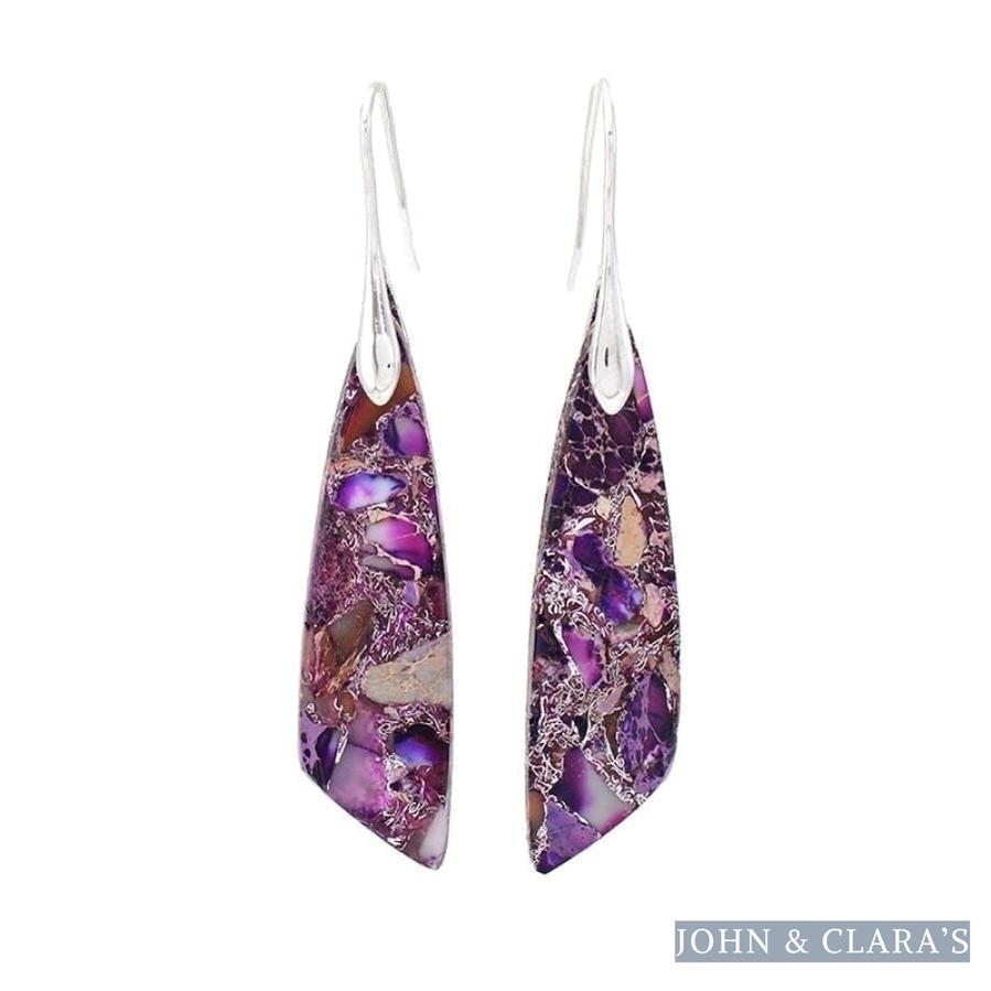 Vibrant Purple Jasper Drop Earrings